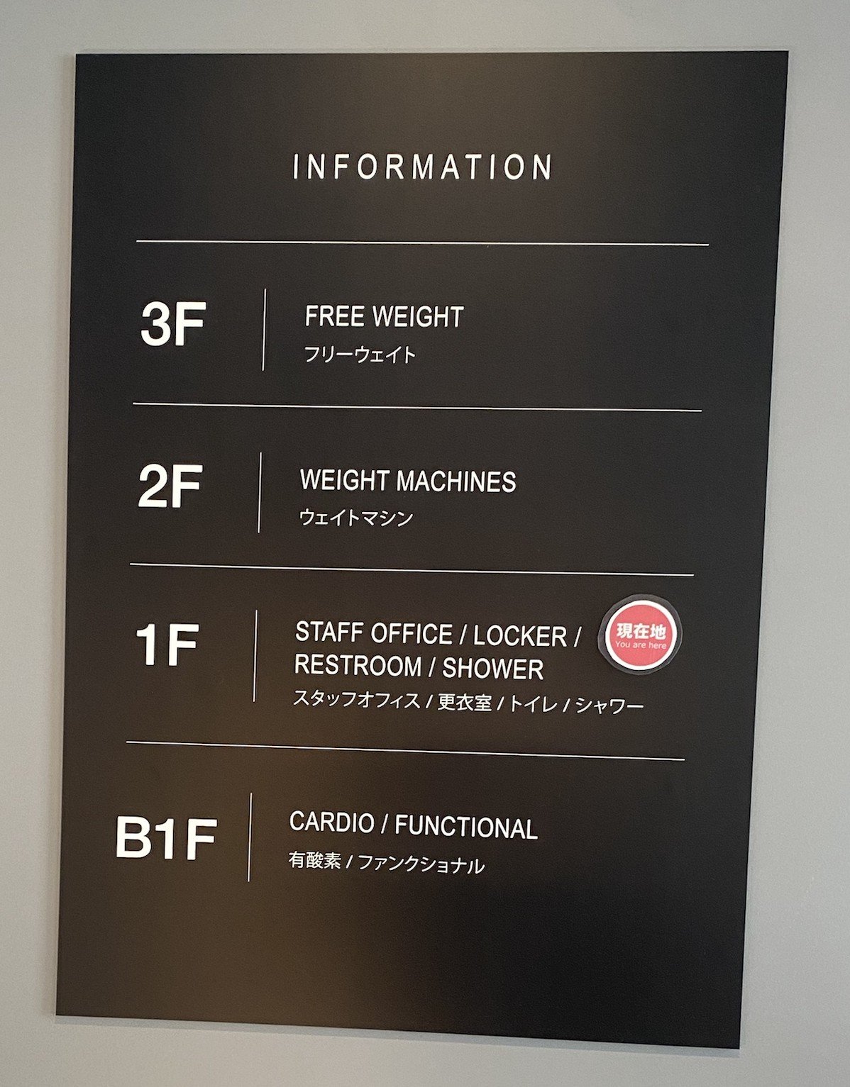 地下1階から3階までのフロア案内板